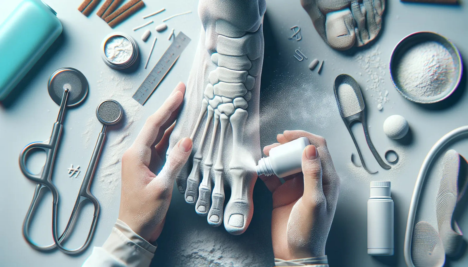 Talco para sudoracion excesiva en pies y cuerpo: guia practica — imagen de portada educativa sobre podología, uñas y salud del pie en Perú; Inkapodo, farmacia podológica.
